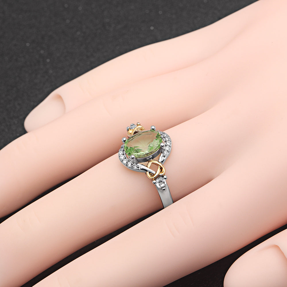 Ivette Birthstone Statement Ring Green Two Tone Plate Women Ginger Lyne Collection