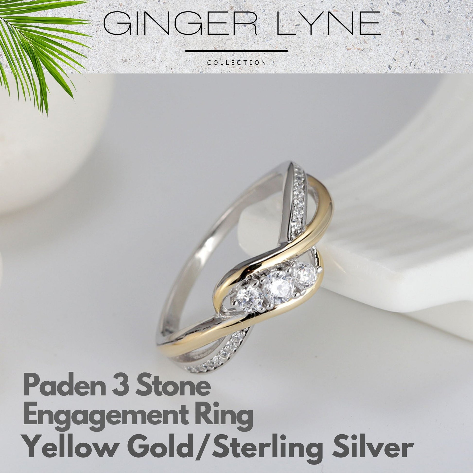 3 Stone Engagement Ring  for Women Sterling Silver Promise Ring for Her Ginger Lyne Collection