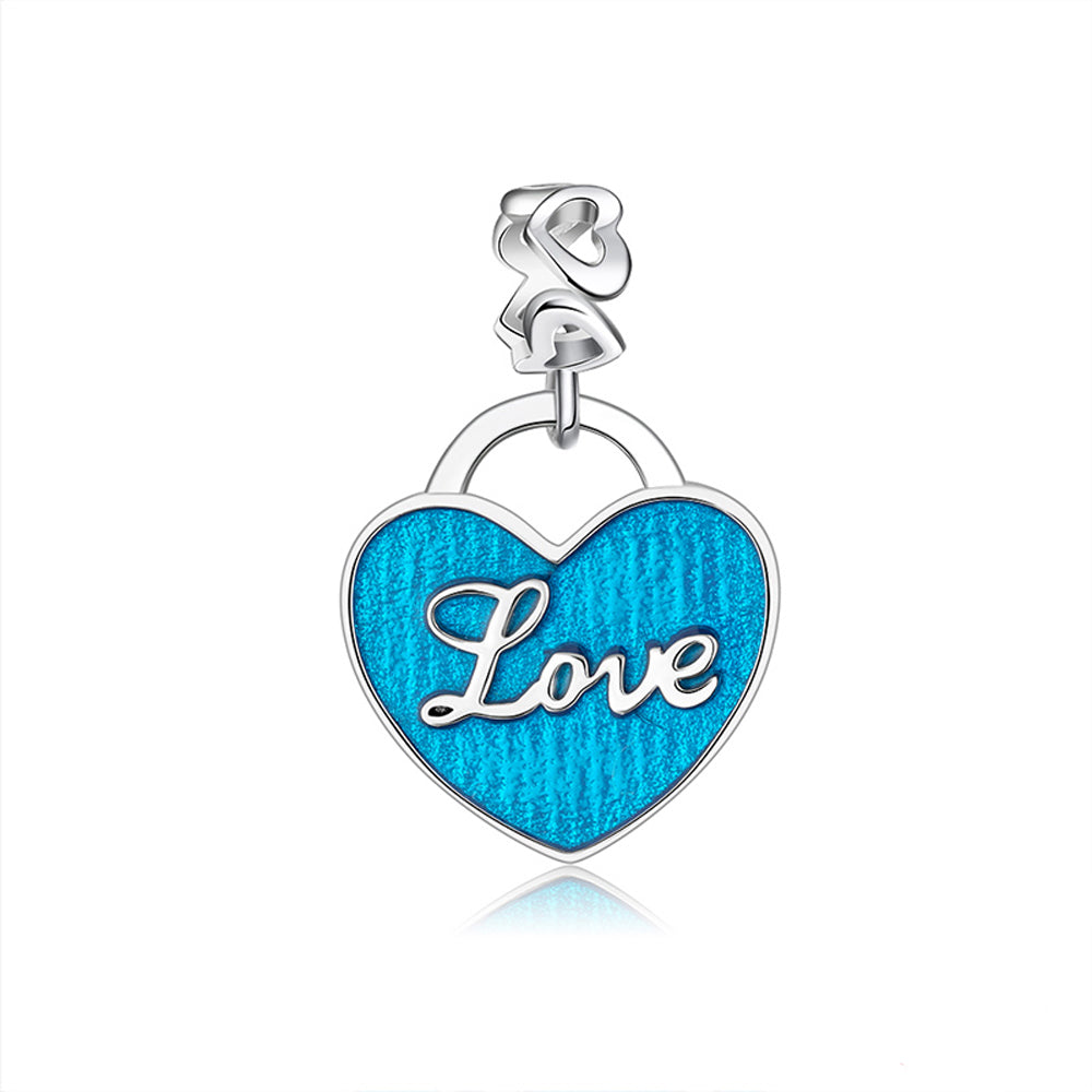 Heart Love Charm European Bead Sterling Silver Blue Ginger Lyne Collection