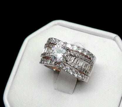 Enchanment Bridal Set 3pcs Cz Engagement Ring Band Womens Ginger Lyne Collection