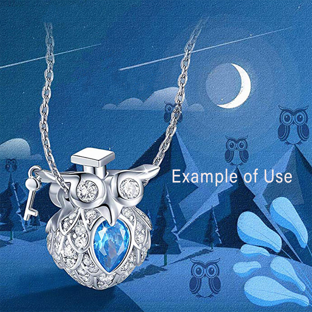 Owl Charm European Bead Blue CZ Sterling Silver Green Enamel Ginger Lyne Collection - Owl-107