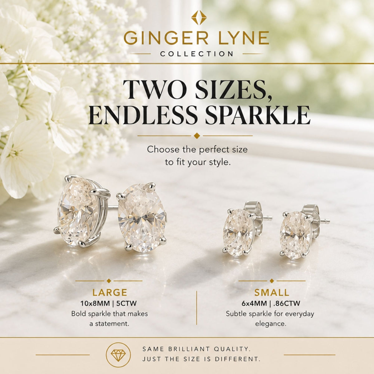 OvalCubicZirconiaStudEarringsforWomen,SterlingSilverFauxDiamondStuds,WhiteGoldPlatedor14KGoldPlated,6mmand10mm_Silver-5