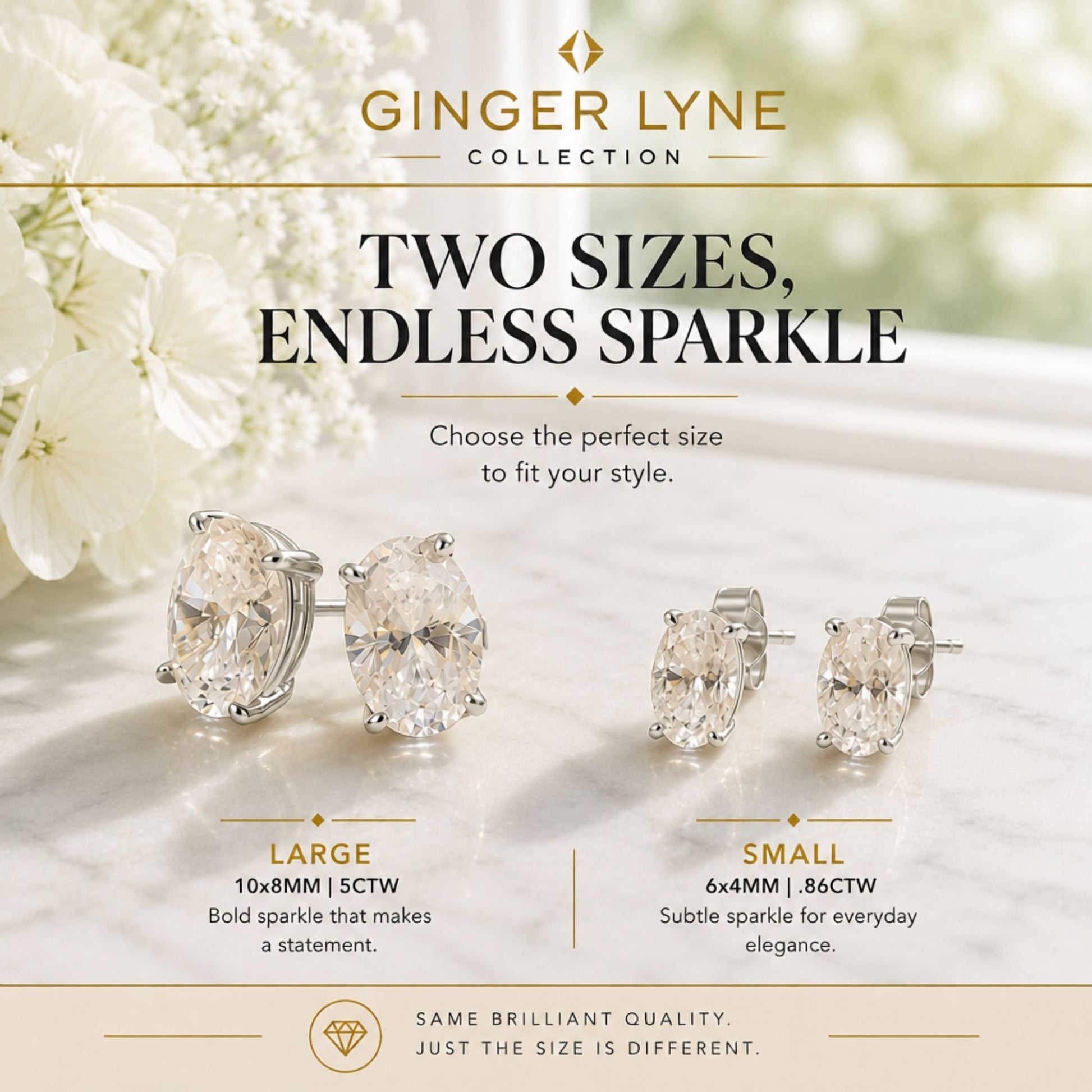 OvalCubicZirconiaStudEarringsforWomen,SterlingSilverFauxDiamondStuds,WhiteGoldPlatedor14KGoldPlated,6mmand10mm_Silver-5