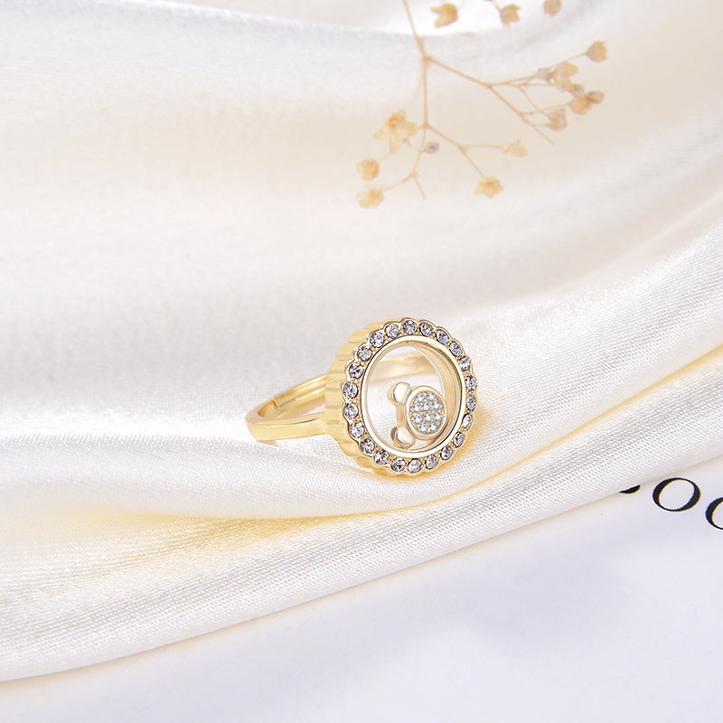 Floating CZ Teddy Bear Ring for Women Gold Plated Sterling Silver Ginger Lyne Collection - Ring