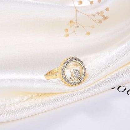 Floating CZ Teddy Bear Ring for Women Gold Plated Sterling Silver Ginger Lyne Collection - Ring