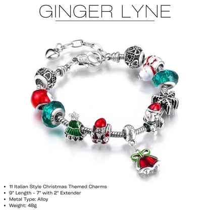 ChristmasCharmBraceletforWomenbyGingerLyne9"AlloyColorfulSantaHolidayItalianStyleBeads_Multi-color-4