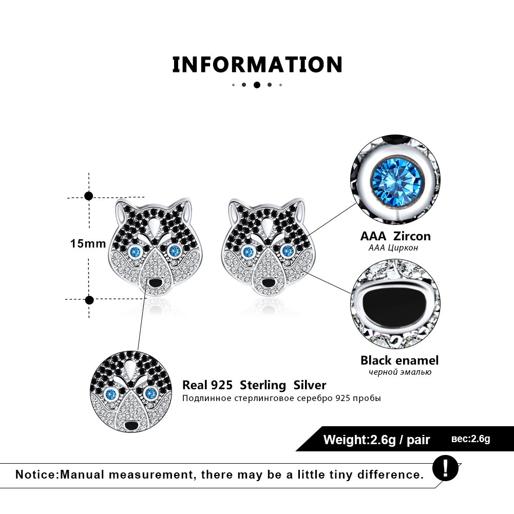 Koko Husky Dog Sterling Silver Earrings for Women Cz Ginger Lyne Collection - Earrings