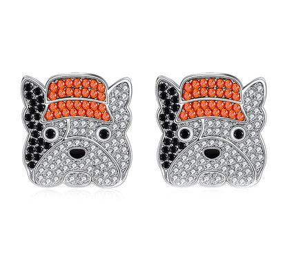 French Bulldog Stud Earrings for Women and Girls Sterling Silver Cz Ginger Lyne Collection