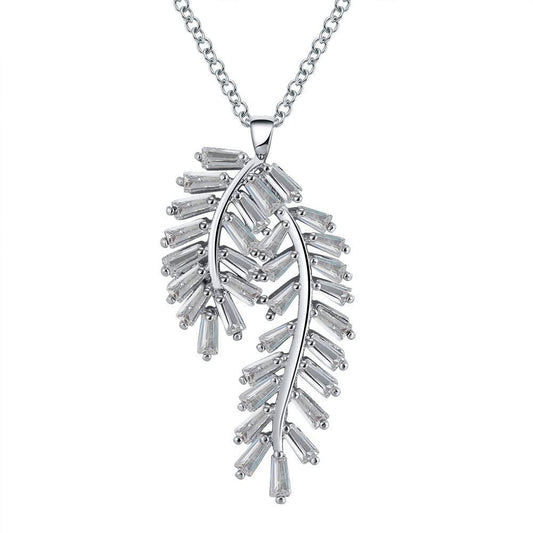PendantNecklaceWomenforWomenFancyCurvedLeafDesignClearCzGingerLyneCollection_White-1