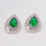 Load image into Gallery viewer, Lona Teardrop Pear Green Cz Stud Earrings Women Ginger Lyne Collection - Green
