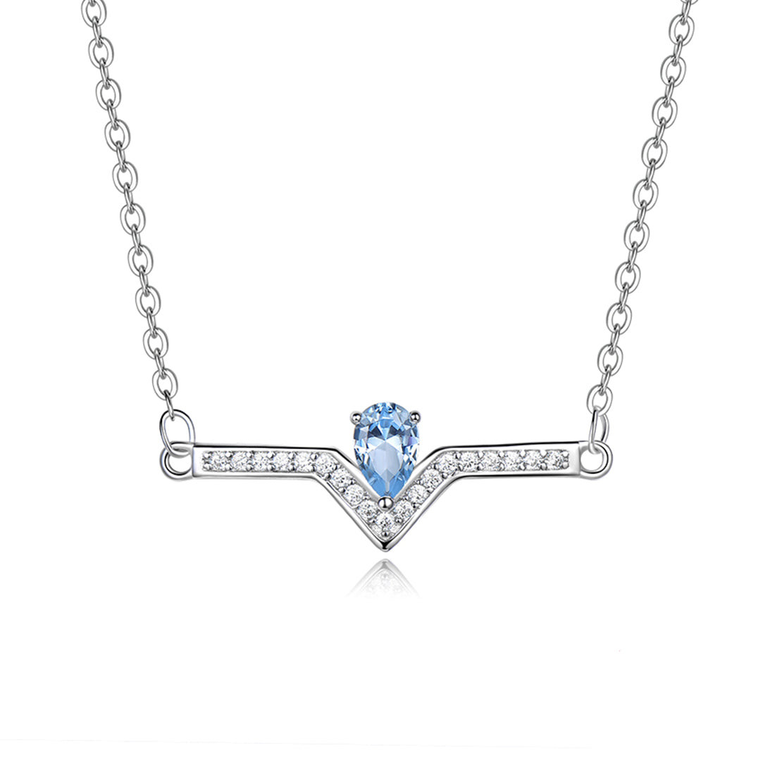 Bar Pendant Necklace for Women Blue Topaz Sterling Silver Ginger Lyne Collection