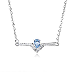 Bar Pendant Necklace for Women Blue Topaz Sterling Silver Ginger Lyne Collection
