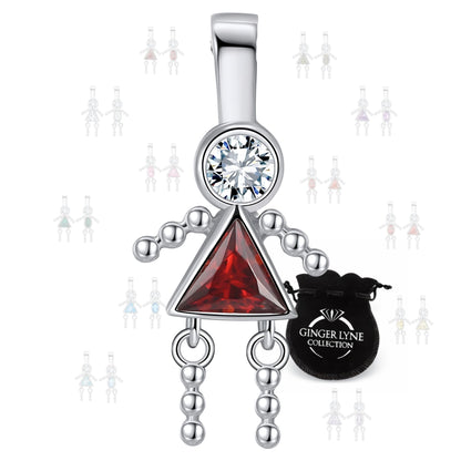 GingerLyneGirlKidBirthstonePendantCharmsCubicZirconiaSterlingSilverBabyforFamilyTreeNecklaceGiftforMomorGrandma_GirlJuly-1