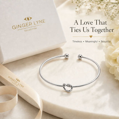 Love Knot Bracelet for Women or Men by Ginger Lyne Bridal Party Gifts Large Adjustable Bangle - Silver