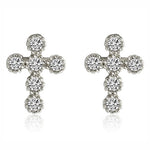 Load image into Gallery viewer, Cross Stud Earrings for Women or Girls Cz Sterling Silver Ginger Lyne Collection - Silver
