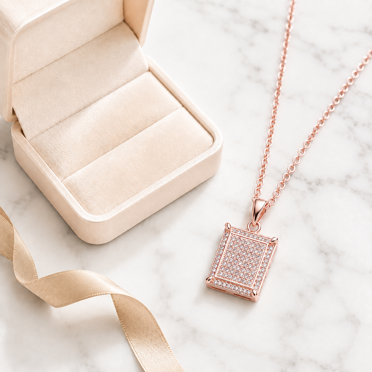 Angelica Necklace Womens Gold Plate Cubic Zirconia Pendant Ginger Lyne Collection - Rose Gold - Rose