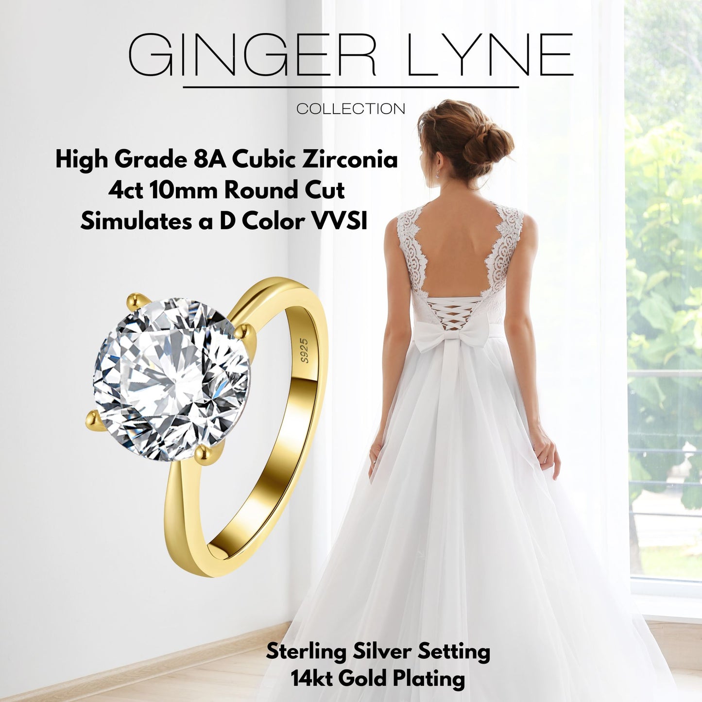 Solitaire4CtRoundCutEngagementRingforWomenSterlingSilver8ACZGingerLyneCollection-6,GoldTone_GoldTone-6