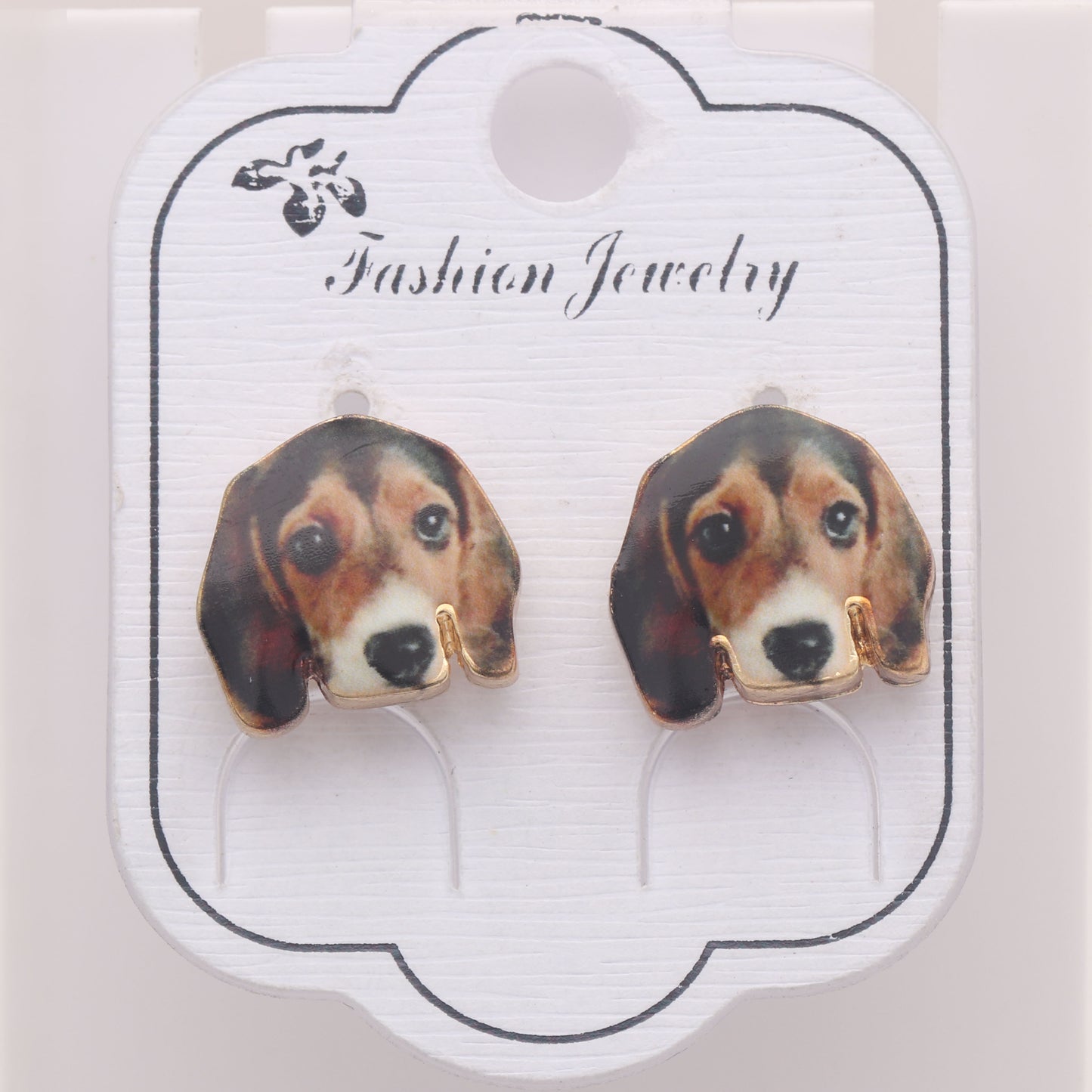 Beagle Face Dog Stud Earrings Enamel Colorful From the Ginger Lyne Collection