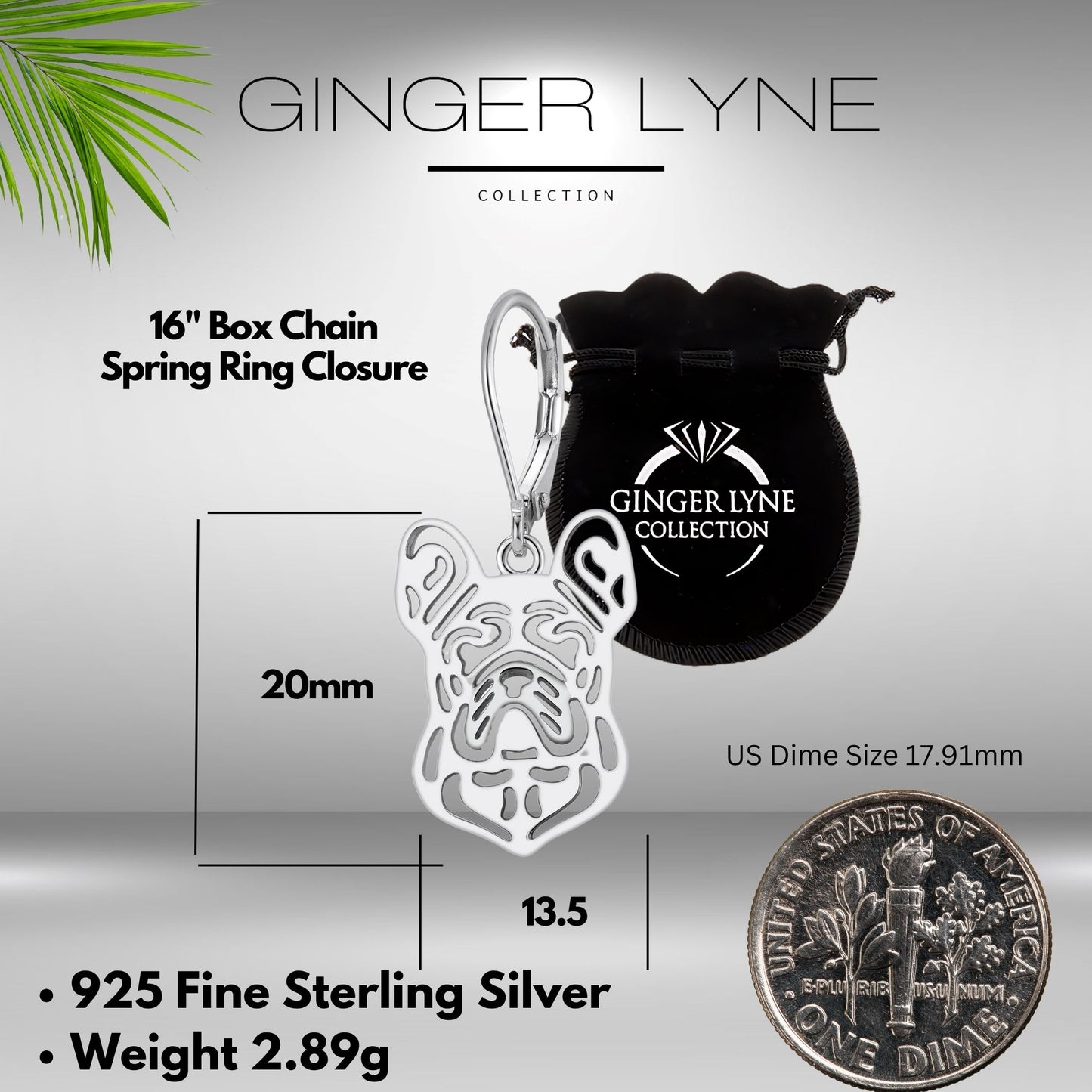 French Bulldog Dog Necklace Earrings or Set for Women Sterling Silver by Ginger Lyne - Earrings