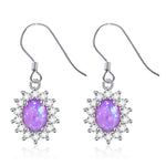 Load image into Gallery viewer, Fire Opal Hook Dangle Earrings for Women Cz Sterling Silver Ginger Lyne Collection - Purple
