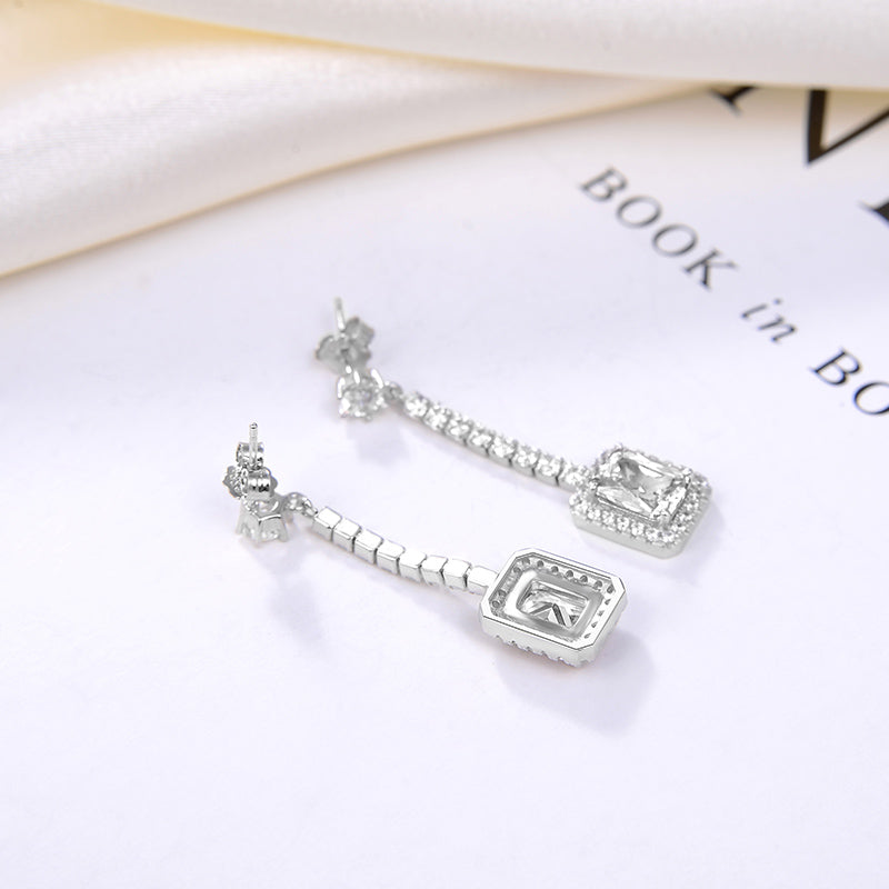 Halo Dangle Earrings for Women Sterling Silver Pink Clear CZ Ginger Lyne Collection - Pink