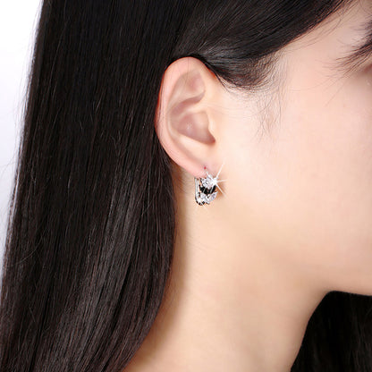 Leaf Shape Drop Earrings for Women Marquise Black CZ Ginger Lyne Collection