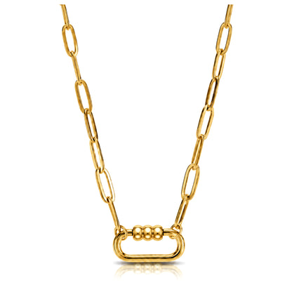 Carabiner Charm Holder Necklace for Women by Ginger Lyne 18KT Gold Plated Stainless Steel 18-20"