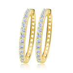 Load image into Gallery viewer, Hoop Earrings Gold Plated Clear Cubic Zirconia Womens Girl Ginger Lyne Collection - Gold
