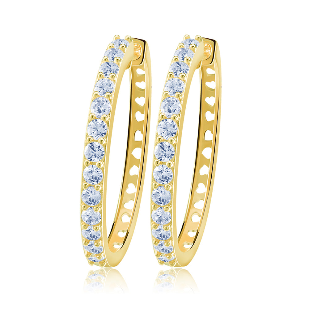 Hoop Earrings for Women Gold Plated Clear Cubic Zirconia Ginger Lyne Collection - Gold