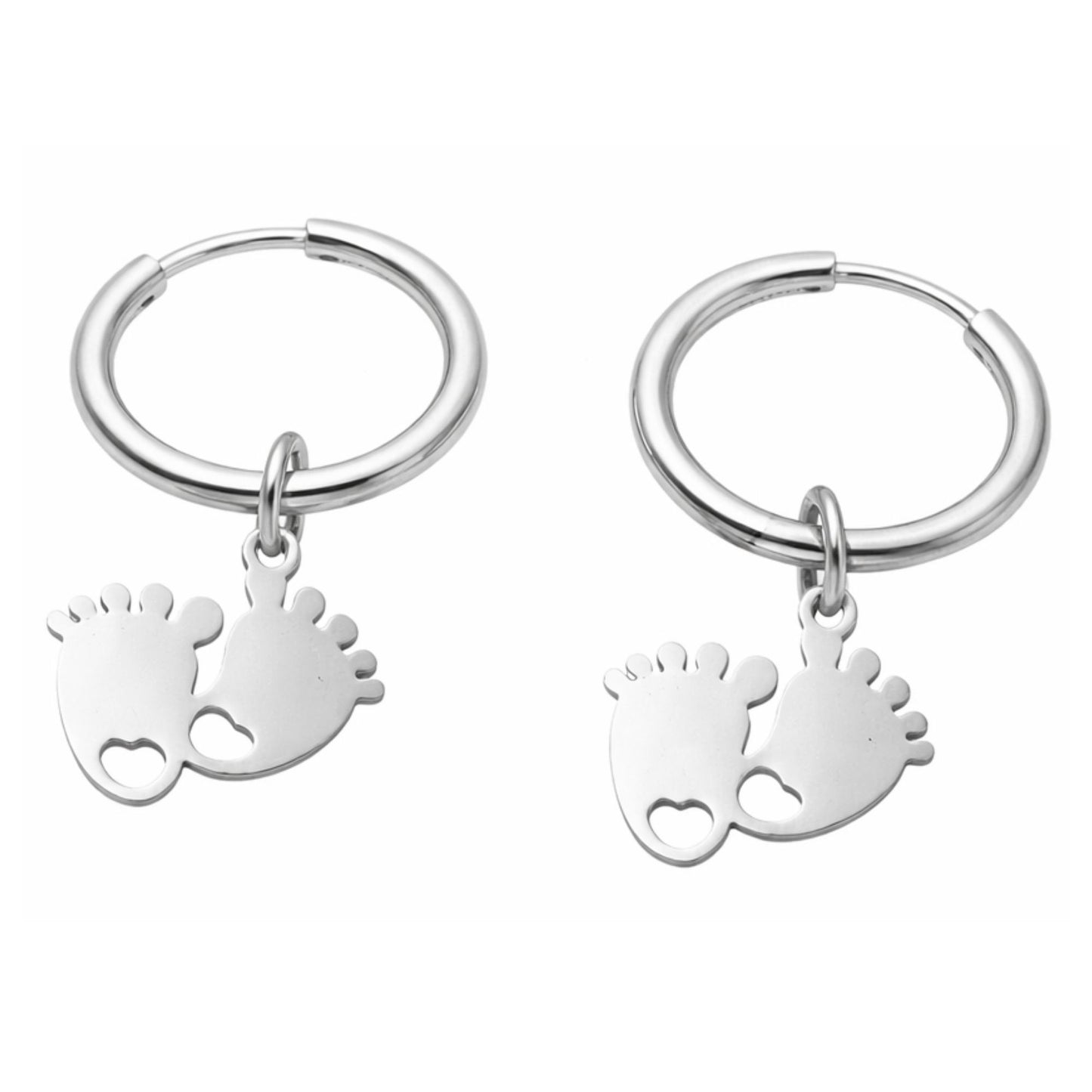 BabyFeetDangleHoopEarringsforWomen12mmNon-PlatedSilverToneStainlessSteelbyGingerLyne_Silver-1