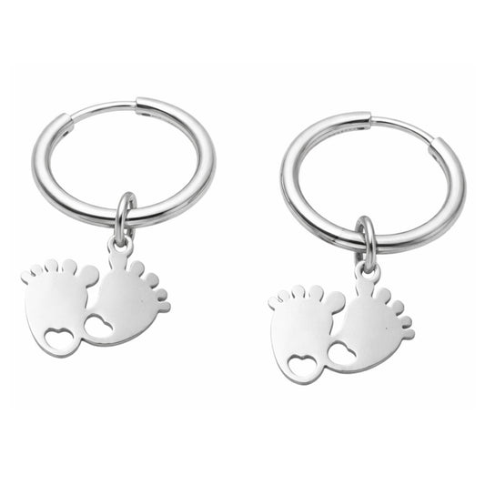 BabyFeetDangleHoopEarringsforWomen12mmNon-PlatedSilverToneStainlessSteelbyGingerLyne_Silver-1