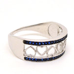 Load image into Gallery viewer, Lacy Hearts Band Ring Sterling Silver Blue Cz Womens Ginger Lyne Collection Size 6
