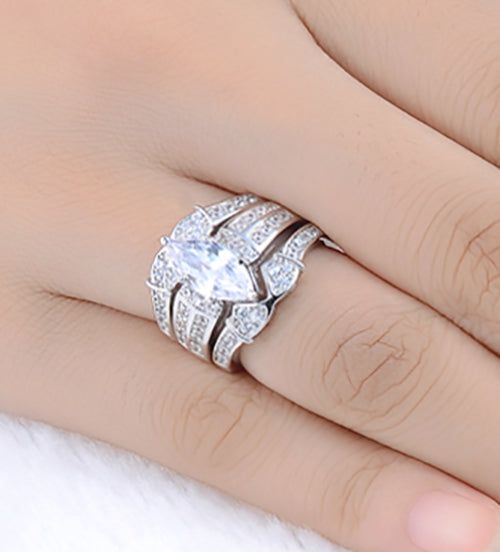 AdoraBridalSetEngagementRingWeddingBandCubicZirconiaHaloGingerLyneCollection_Silver-3