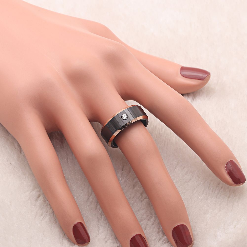 Tungsten Carbine Wedding Band Black Rose Ring Clear Cz Men Ginger Lyne Collection