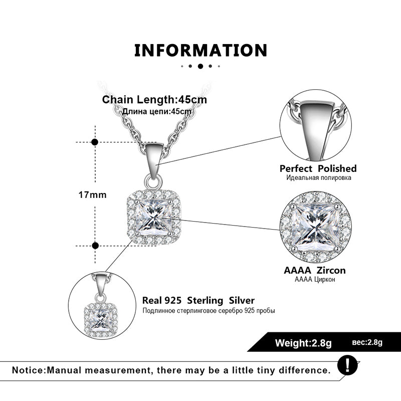 Square Halo Pendant Necklace for Women Sterling Silver Cz Ginger Lyne Collection - Rose Gold