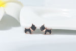 Load image into Gallery viewer, Scottie Dog Bone Stud Earrings Rose Sterling Silver Girls Ginger Lyne Collection - Earrings
