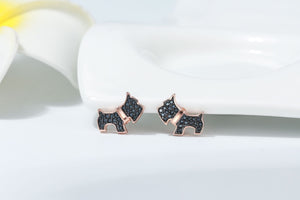 Scottie Dog Bone Stud Earrings Rose Sterling Silver Girls Ginger Lyne Collection - Earrings