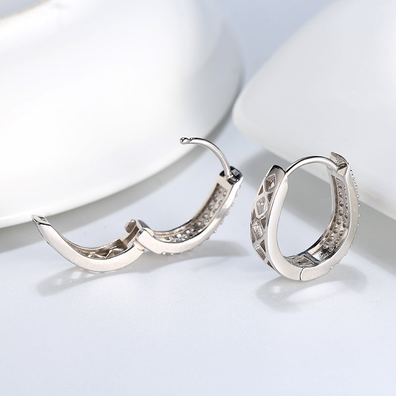 HoopEarringsforWomenSterlingSilverClearThreeRowCzWomensbyGingerLyneCollection_Silver-4