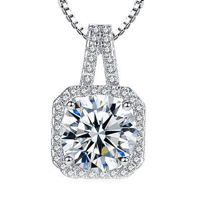 Melinda Pendant Necklace Halo Solitaire Cubic Zirconia Women Ginger Lyne Collection