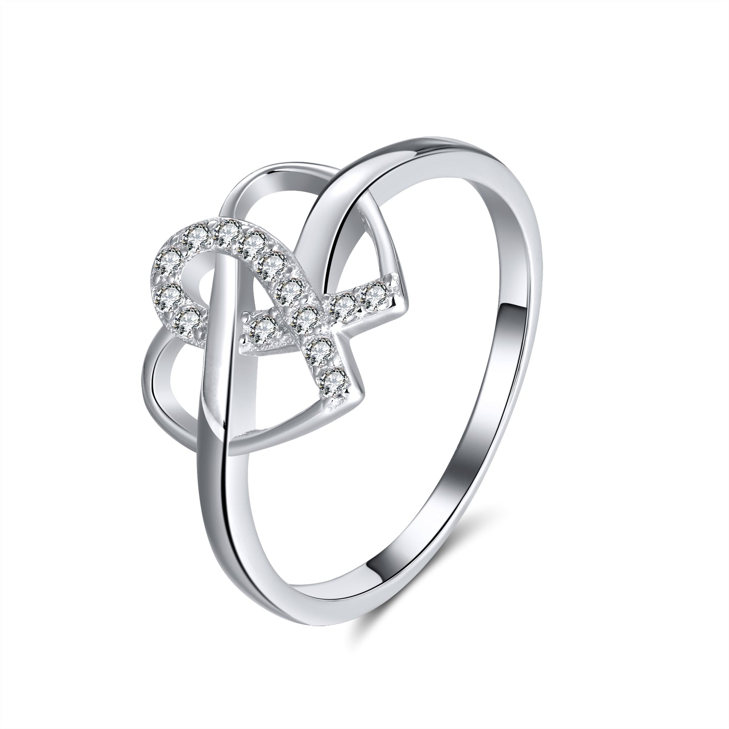 Infinity Heart Promise Ring for Women Silver Cubic Zirconia Ginger Lyne Collection