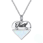 Load image into Gallery viewer, Heart Pendant Necklace Engraved Faith Created Fire Opal Ginger Lyne Collection
