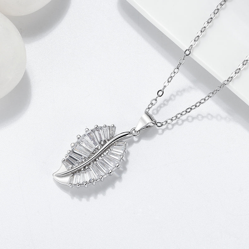 Leaf Baguette Earrings Necklace or Ring for Women Sterling Ginger Lyne Collection - Necklace Only