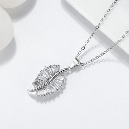 Leaf Baguette Earrings Necklace or Ring for Women Sterling Ginger Lyne Collection - Necklace Only