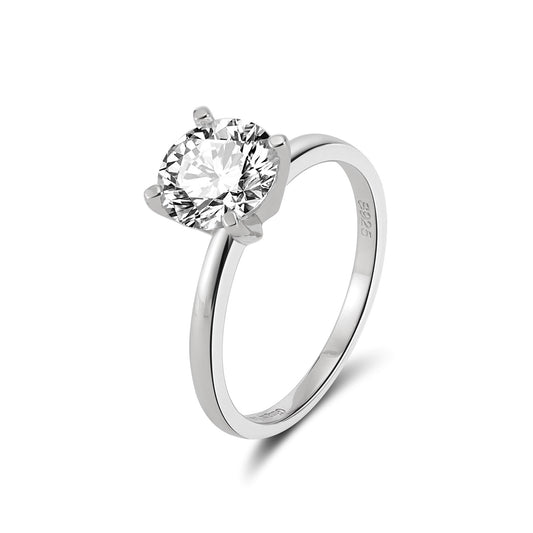 Amore Solitaire Engagement Ring for Women Moissanite Sterling Silver Ginger Lyne Collection