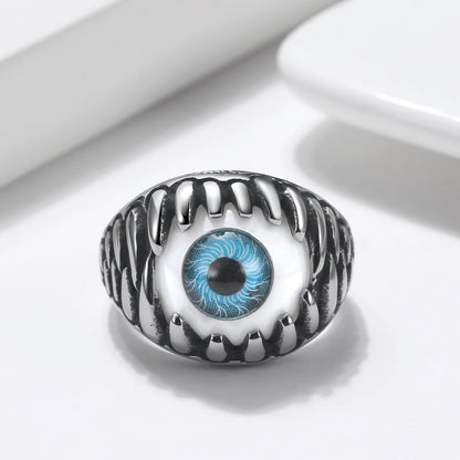 EvilEyeEyeballRingforMenorWomenStainlessSteelBikerGingerLyneCollection_Blue-2