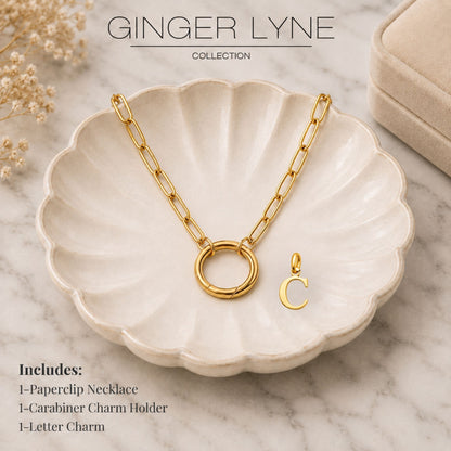 PaperclipLinkCircleCarabinerIntialLetterCharmHolderNecklaceforWomen18ktGoldPlatedStainlessSteelGingerLyne_Gold-2