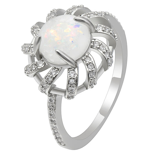 Mckayla Statement Ring Created Fire Opal Clear Cz Womens Ginger Lyne Collection