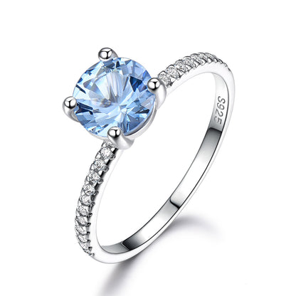 Blue Topaz Engagement Ring for Women Sterling Silver Ginger Lyne Collection