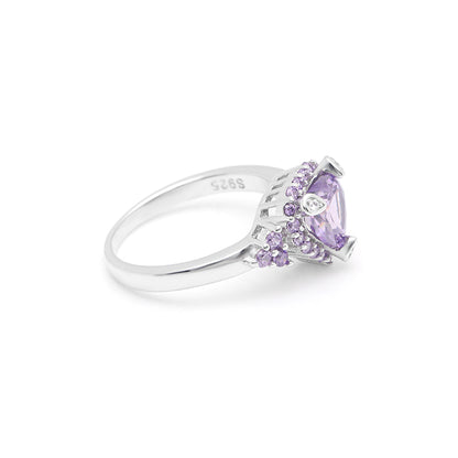 Ryiana Engagement Promise Ring Purple Heart Cz Silver Womens Ginger Lyne Collection