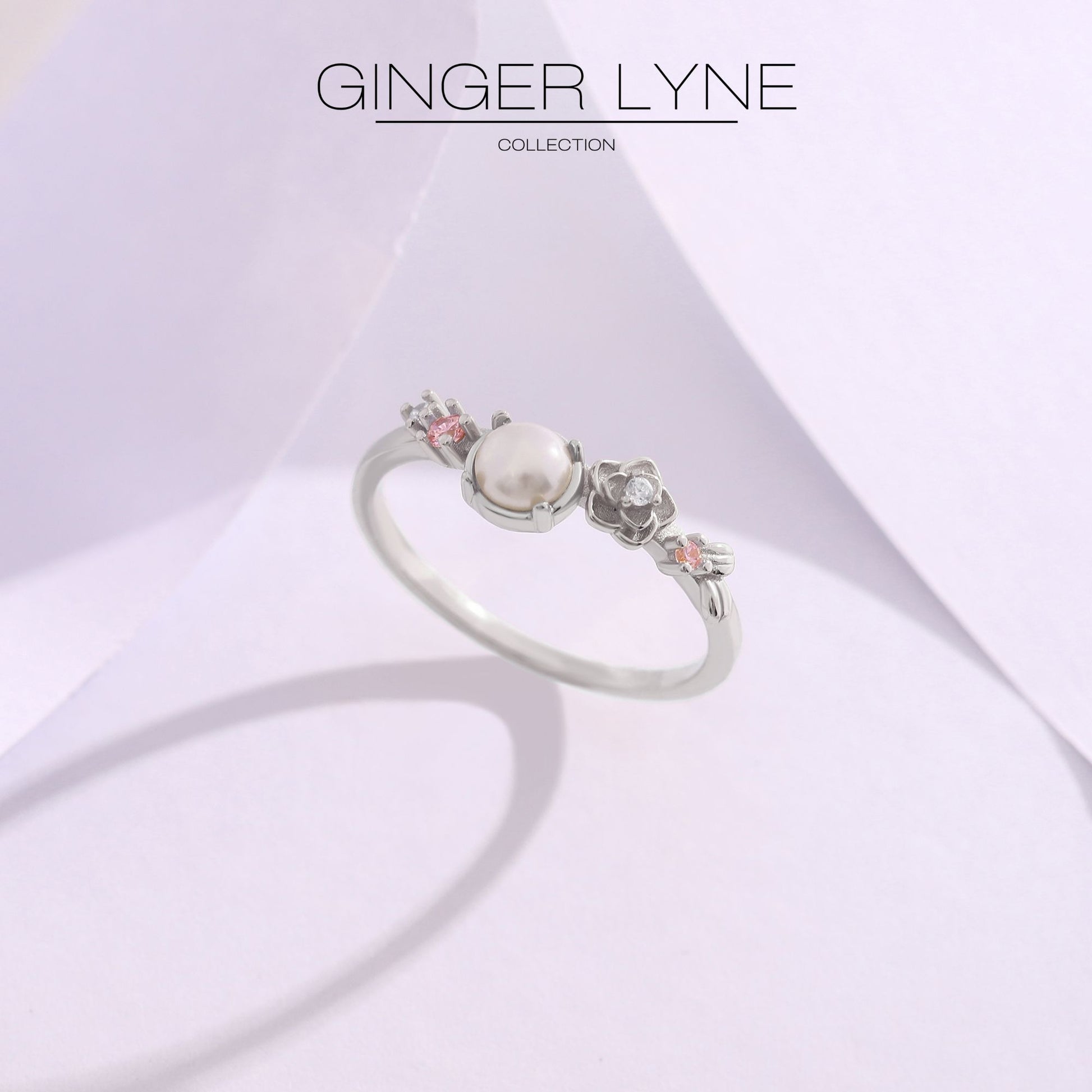 IslaSimulatedPearlRingforWomenSterlingSilver14KGoldPlatedGingerLyneCollection_Silver-3